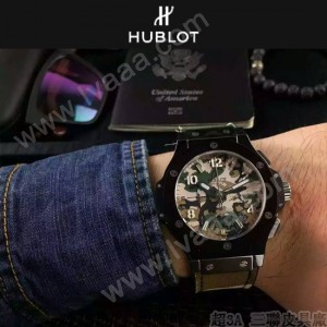 HUBLOT-040 潮流休閒男士綠色迷彩設計帆布錶帶進口石英腕錶