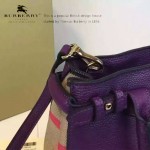 Burberry-0204-01 時尚新款經典風格原版進口荔枝紋牛皮配布小號手提斜背包