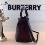 Burberry-0206 時尚款胡杏兒同款荔枝紋小牛皮配磨砂鹿皮手提單肩包