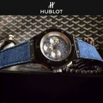 HUBLOT-040-2 潮流休閒男士藍色牛仔布設計錶帶款進口石英腕錶