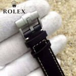 ROLEX-064-2 潮流男士鈦色潛水SUB系列黑色陶瓷圈皮帶款瑞士2836機芯腕錶