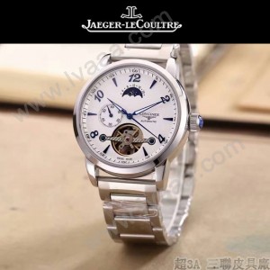 JAEGER-050-7 時尚男士大師系列白色閃亮銀三針設計全自動機械腕錶