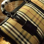 Burberry-0210 時尚經典款原版牛皮配紡織棉麻布女士手提單肩包