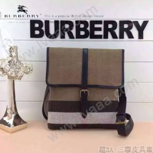 BURBERRY-0221-01 專櫃時尚新款原版粗麻布料配進口牛皮男性斜挎包