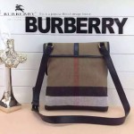BURBERRY-0221-01 專櫃時尚新款原版粗麻布料配進口牛皮男性斜挎包