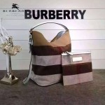 Burberry-0223-01 潮流時尚款來自星星的妳千頌依同款可拆式皮質斜背帶水桶包