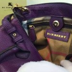 Burberry-0204-01 時尚新款經典風格原版進口荔枝紋牛皮配布小號手提斜背包