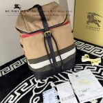 Burberry-0236 專櫃時尚新款Canvas系列原版格紋雙肩包