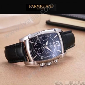 PARMIGIANI-01-9 商務男士兩針半系列閃亮銀配黑底進口石英腕錶