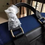 Burberry-0246-03 潮流時尚新款原單材質牛皮配防水紡布可以繡字大號雙肩包