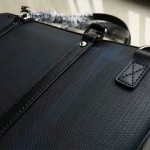BURBERRY-0248 專櫃時尚新款兰色黑格子意大利進口皮配PVC男士手拎斜挎包