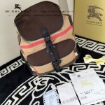 Burberry-0245 潮流時尚新款原版棉布搭配原版荔枝紋牛皮陳柏霖同款休閑書包