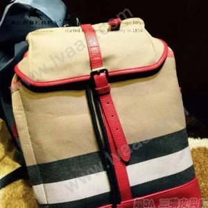 Burberry-0236-01 專櫃時尚新款Canvas系列原版格紋雙肩包