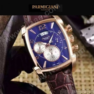PARMIGIANI-09-7 商務男士土豪金配黑色礦物質強化玻璃瑞士9100機械腕錶