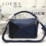 LOEWE 0160-07 專櫃時尚新款Puzzle Bag拼色系列原版小牛皮手提單肩包