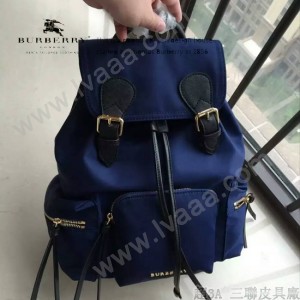 Burberry-0247-01 潮流時尚新款原單材質牛皮配防水紡布可以繡字中號雙肩包