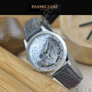 PARMIGIANI-07-5 時尚精品男士閃亮銀兩針設計全自動鏤空機械腕錶