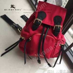 Burberry-0250-02 潮流時尚明星同步歐洲原版新款原單材質牛皮配防水紡布小號雙肩包