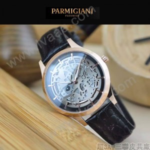 PARMIGIANI-07-4 時尚精品男士土豪金兩針設計全自動鏤空機械腕錶