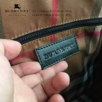 BURBERRY-0248 專櫃時尚新款兰色黑格子意大利進口皮配PVC男士手拎斜挎包