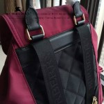Burberry-0247 潮流時尚新款原單材質牛皮配防水紡布可以繡字中號雙肩包