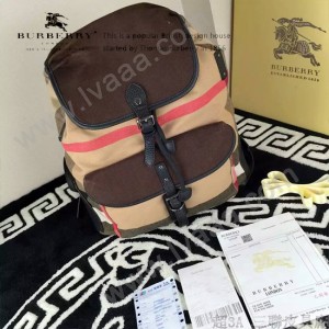 Burberry-0245 潮流時尚新款原版棉布搭配原版荔枝紋牛皮陳柏霖同款休閑書包