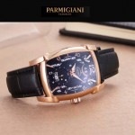 PARMIGIANI-01-11 商務男士兩針半系列土豪金配黑底進口石英腕錶