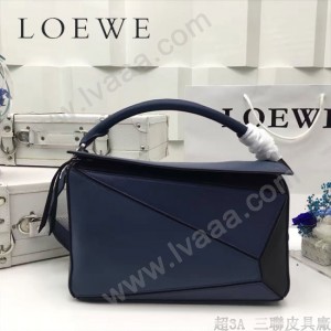 LOEWE 0160-07 專櫃時尚新款Puzzle Bag拼色系列原版小牛皮手提單肩包