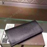 LV M60622 歐美時尚商務男士BRAZZA黑色水波紋長款西裝夾錢包