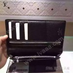 LV M60622 歐美時尚商務男士BRAZZA黑色水波紋長款西裝夾錢包
