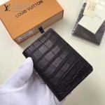 LV M91556 潮流時尚新款黑色鱷魚紋原版皮兩折卡片夾