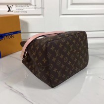 LV M44022-2 春夏系列Neonoe老花配粉色原版皮單肩水桶包