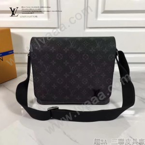 LV M44000 官網同步男士DISTRICT黑花原版皮小號單肩斜挎包