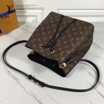 LV M44022 春夏系列Neonoe老花配黑色原版皮單肩水桶包