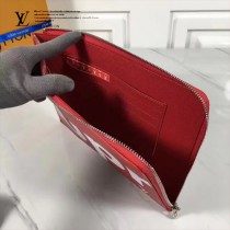 LV-00021-2 早春新款LV Superme合作款紅色水波紋原版皮手拿包