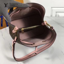 LV M44022-2 春夏系列Neonoe老花配粉色原版皮單肩水桶包