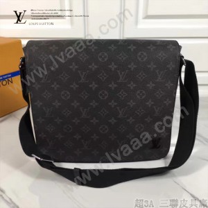 LV M44001 官網同步男士DISTRICT黑花原版皮中號單肩斜挎包