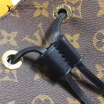 LV M44022 春夏系列Neonoe老花配黑色原版皮單肩水桶包