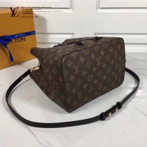 LV M44022 春夏系列Neonoe老花配黑色原版皮單肩水桶包