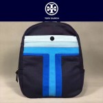 Tory Burch-002 托里伯奇女士新款帆布拼色條雙肩包書包