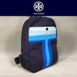 Tory Burch-002 托里伯奇女士新款帆布拼色條雙肩包書包