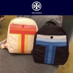 Tory Burch-002-2 托里伯奇女士新款帆布拼色條雙肩包書包
