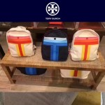 Tory Burch-002-2 托里伯奇女士新款帆布拼色條雙肩包書包