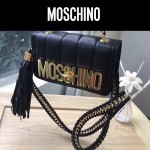 moschino-039 鬼爪鏈條流蘇包意大利進口山羊皮金屬混合編織單肩斜挎包