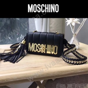 moschino-039 鬼爪鏈條流蘇包意大利進口山羊皮金屬混合編織單肩斜挎包