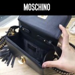 moschino-039 鬼爪鏈條流蘇包意大利進口山羊皮金屬混合編織單肩斜挎包