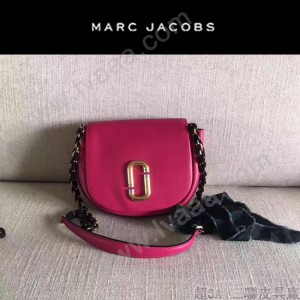 MARC JACOBS-032 新款潮流里外全皮女士單肩斜背包玫紅色