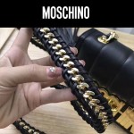 moschino-039 鬼爪鏈條流蘇包意大利進口山羊皮金屬混合編織單肩斜挎包