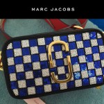 Marc Jacobs-03-5 劉詩詩同款snapshot藍白輻射亮片原版爆裂紋牛皮相機包