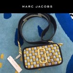 Marc Jacobs-03-4 劉詩詩同款snapshot黃白輻射亮片原版爆裂紋牛皮相機包